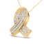 Pendentif Collier en Or Jaune 14K avec Diamant en Forme de Ruban de Sensibilisation