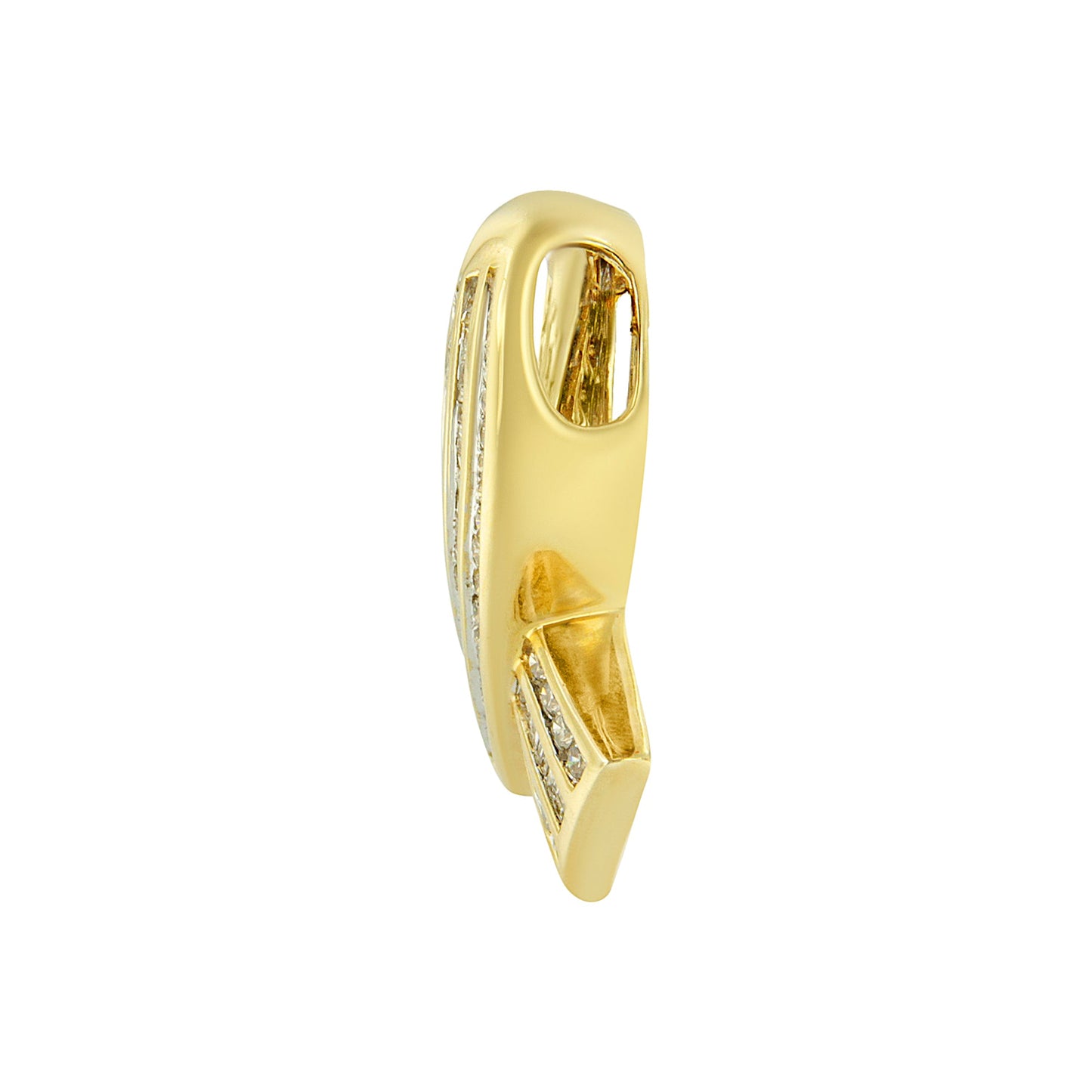 Pendentif Collier en Or Jaune 14K avec Diamant en Forme de Ruban de Sensibilisation