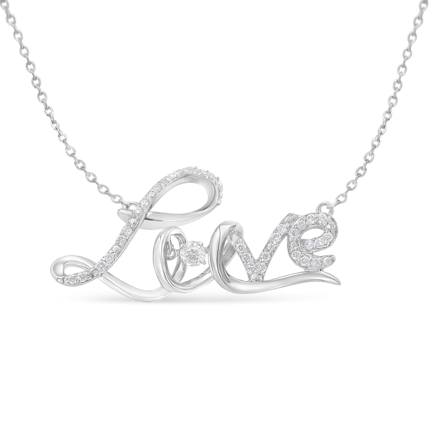Pendentif en argent sterling .925 en diamant en cursive 'Amour'
