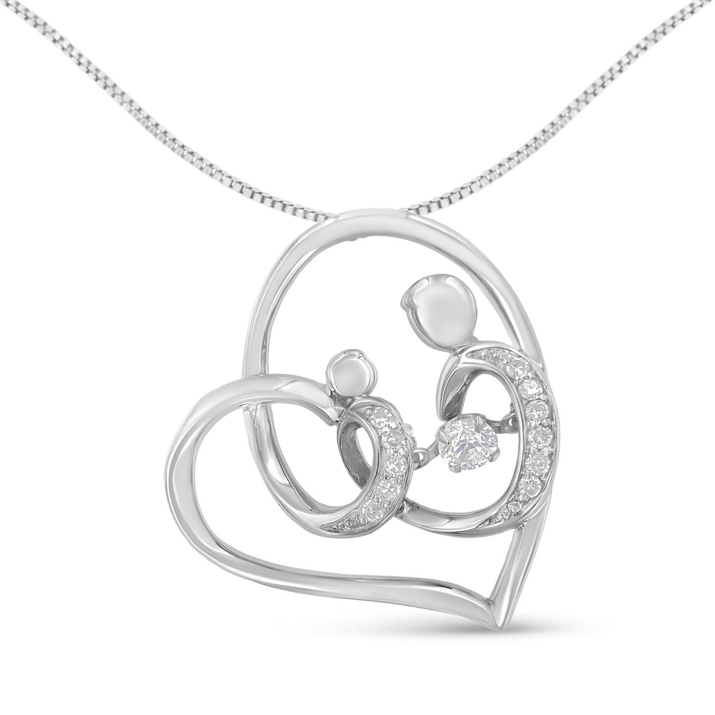 Collier Pendentif Cœur en Diamant en Argent Sterling .925