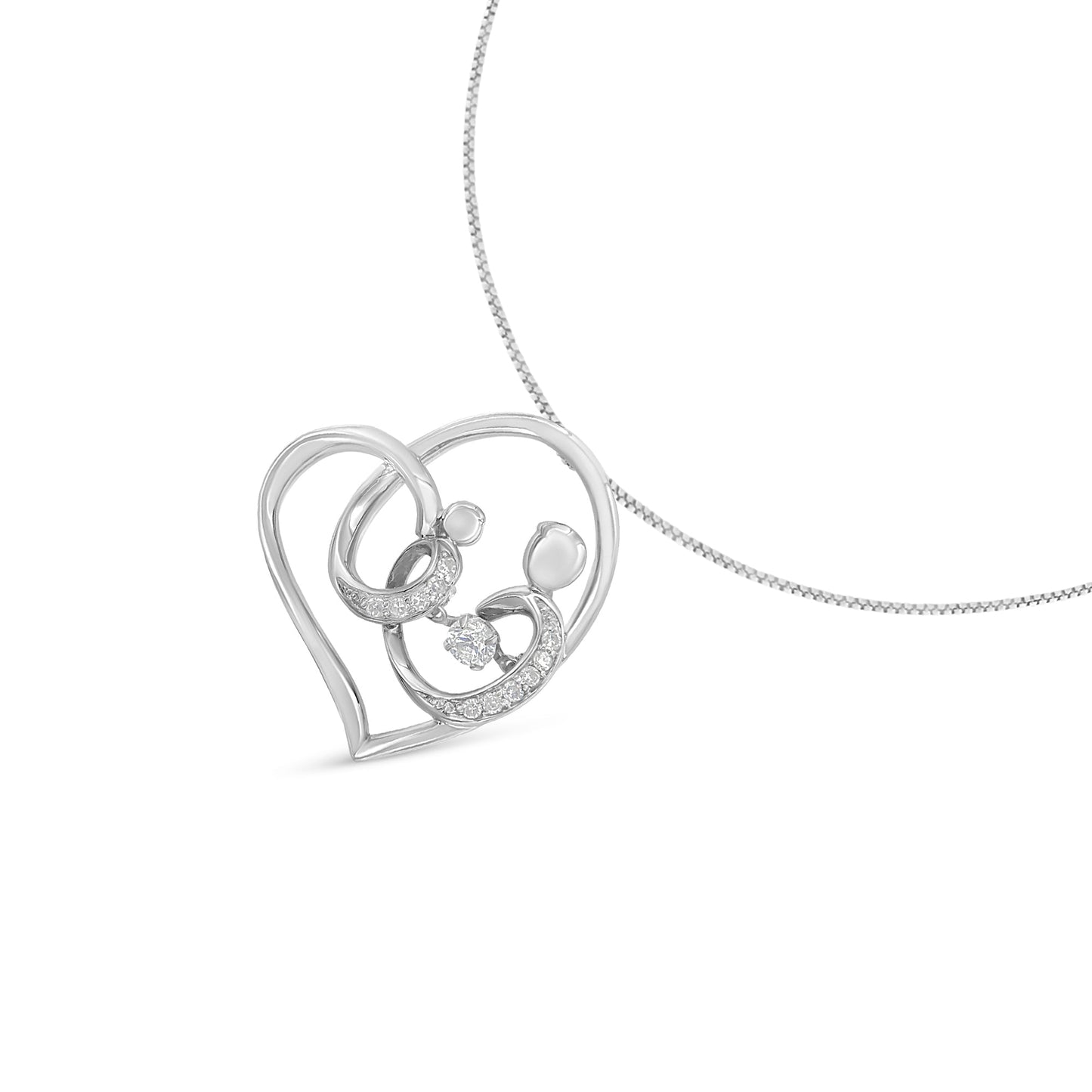 Collier Pendentif Cœur en Diamant en Argent Sterling .925