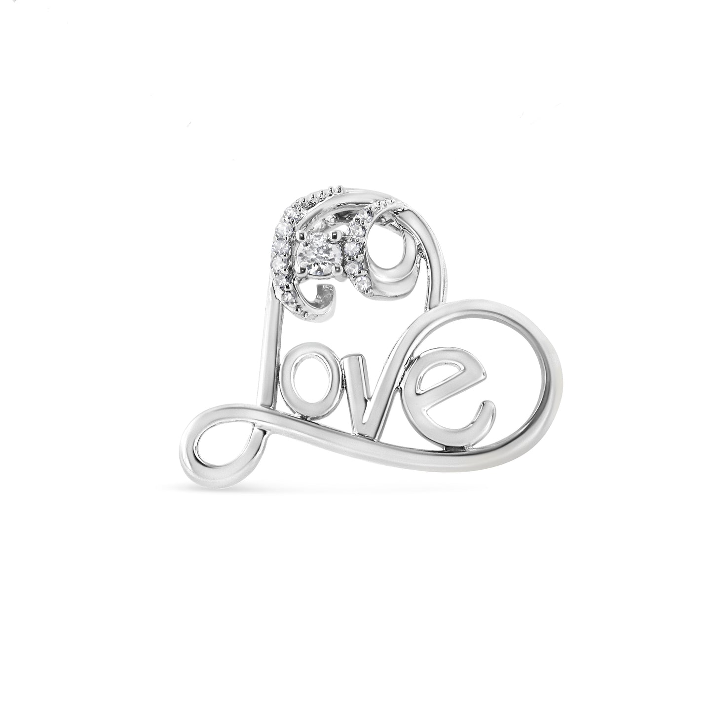 Collar con colgante de corazón abierto acentuado con diamantes de plata esterlina .925