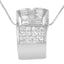 Collar de Pendiente de Corazón de Cinta de Diamante de Oro Blanco de 14K