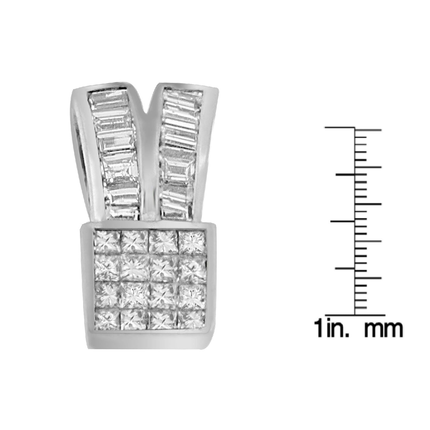 Collar de Pendiente de Corazón de Cinta de Diamante de Oro Blanco de 14K