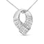 Collier Pendentif Ovale Courbé en Diamant en Or Blanc 14k