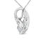 Collier Pendentif Ovale Courbé en Diamant en Or Blanc 14k