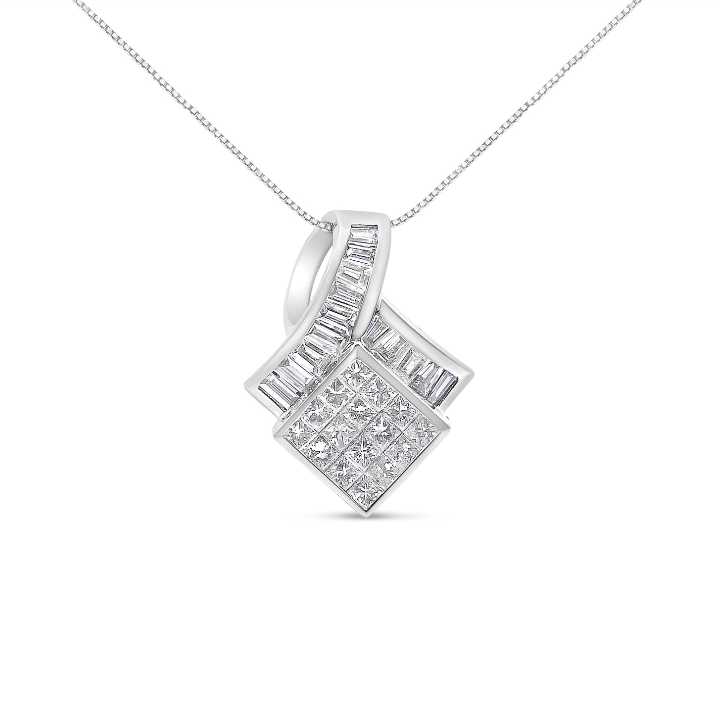 Collar de Diamante en Oro Blanco de 14k - Diseño Geométrico
