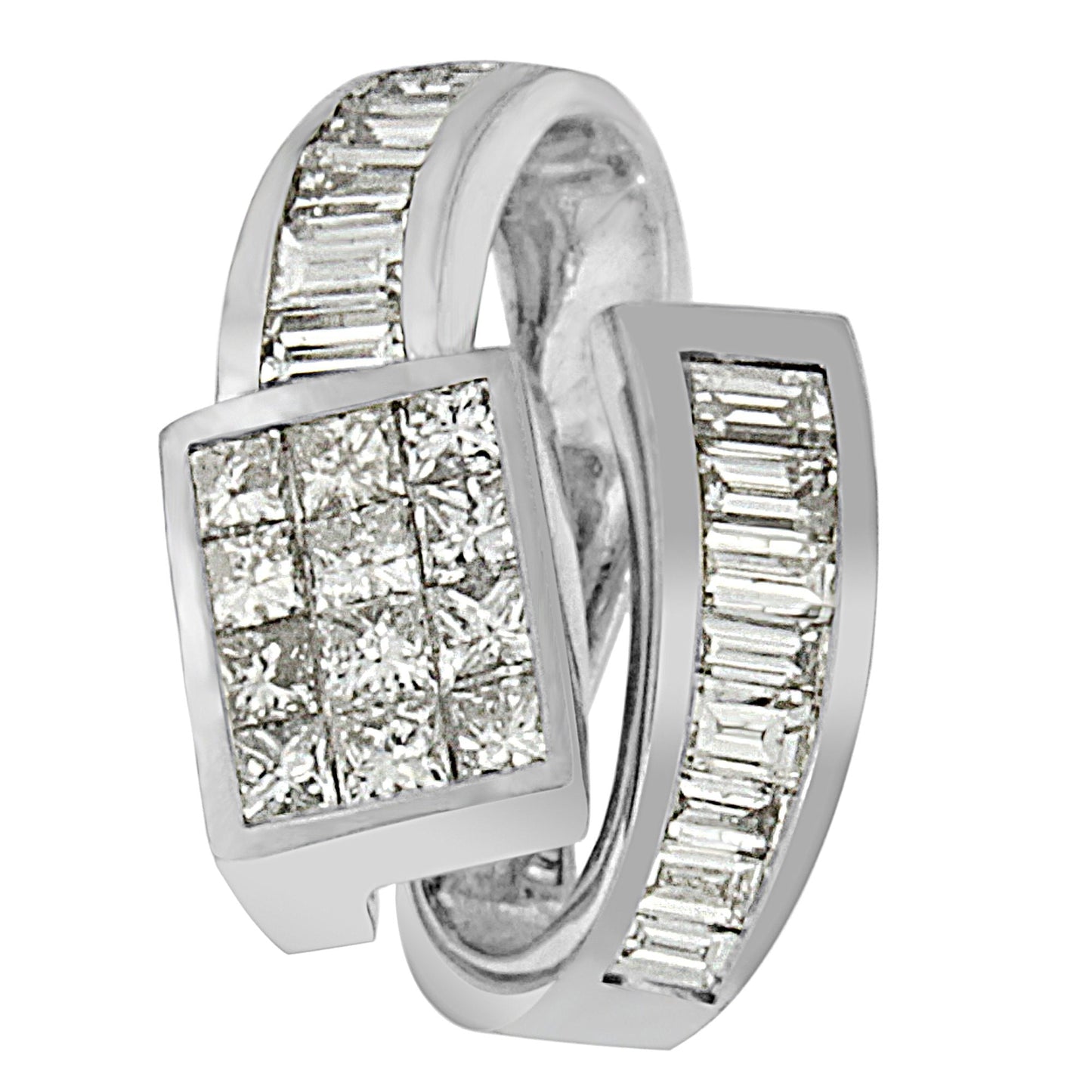 Collier Pendentif Double Boucle en Diamant en Or Blanc 14K