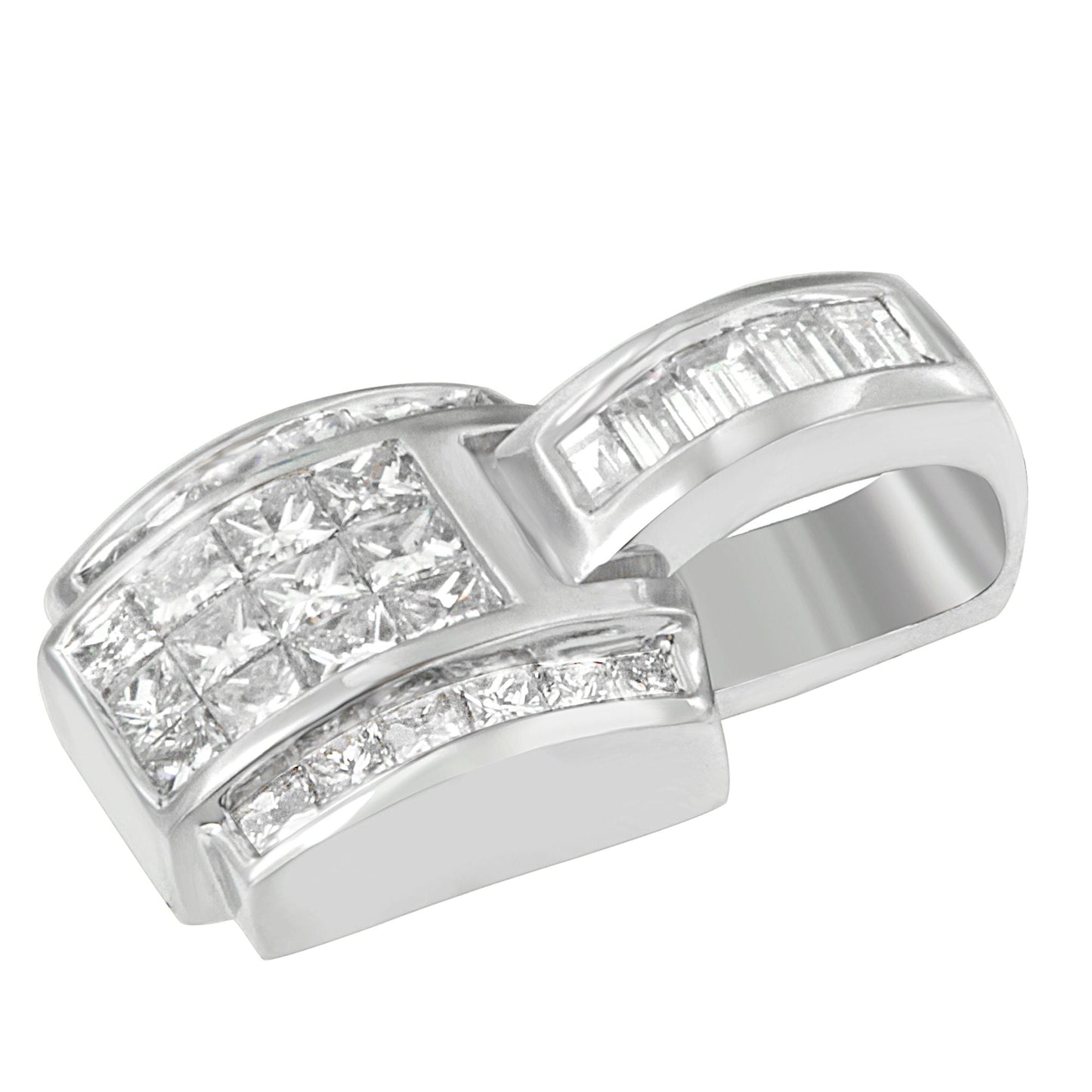 Pendentif en diamant taille princesse en or blanc 14K