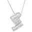 14K White Gold Diamond Zig Zag Pendant Necklace