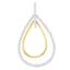 14K Two-Tone Gold Round Cut Diamond Double Burst Pendant Necklace