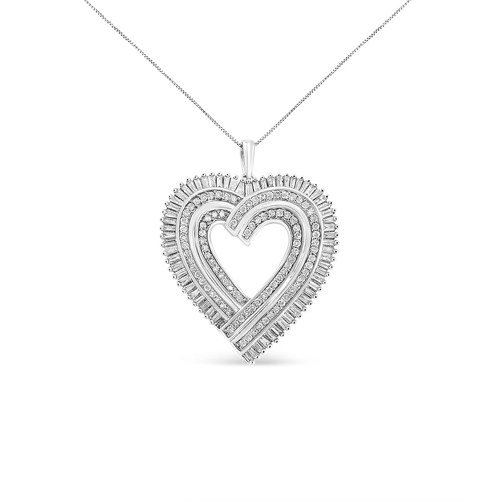 Collier Pendentif Cœur en Argent Sterling .925 avec Diamants