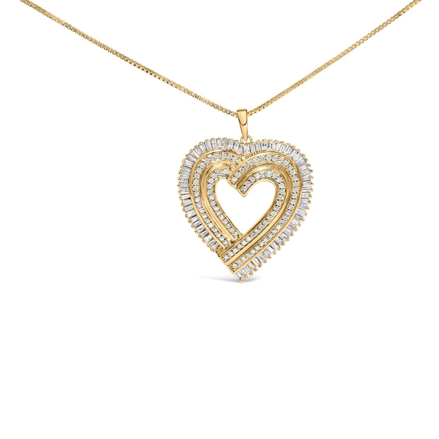 14K Yellow Gold Plated Diamond Heart Pendant Necklace