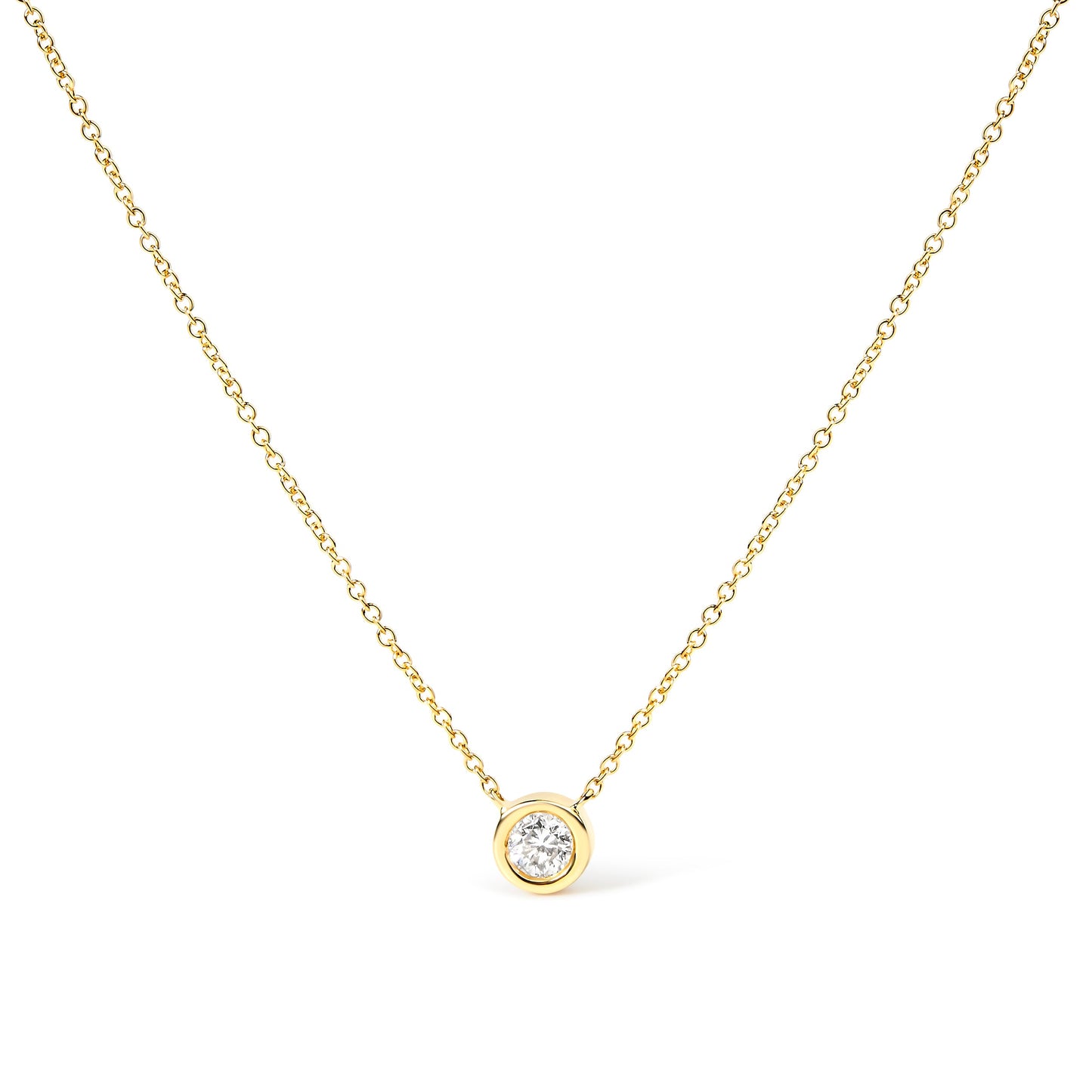 Collar de Péndulo Solitario con Diamante Engastado en Bezel de Oro Blanco de 10K