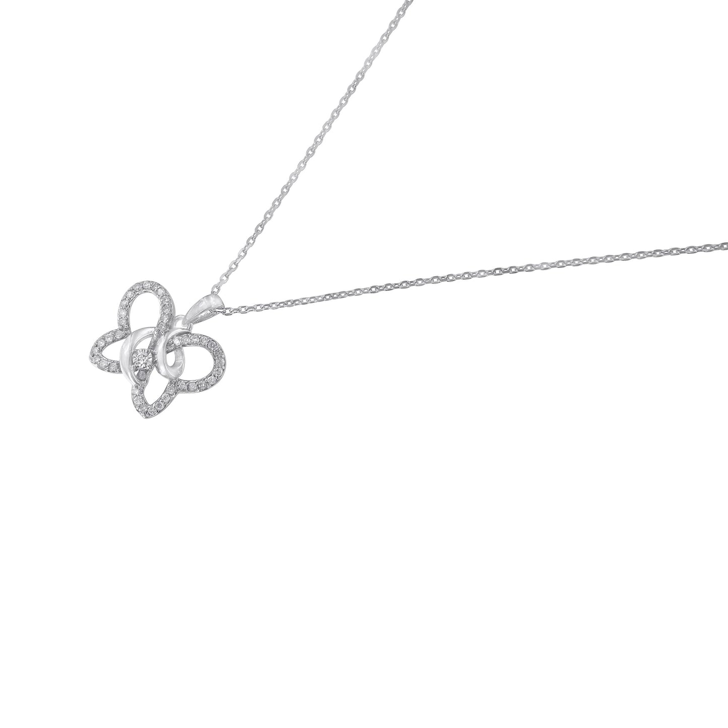 Collier Pendentif Papillon en Argent Sterling .925 avec Diamants