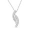 Collier Pendentif Courbe Bypass en Argent Sterling .925 avec Accent de Diamant
