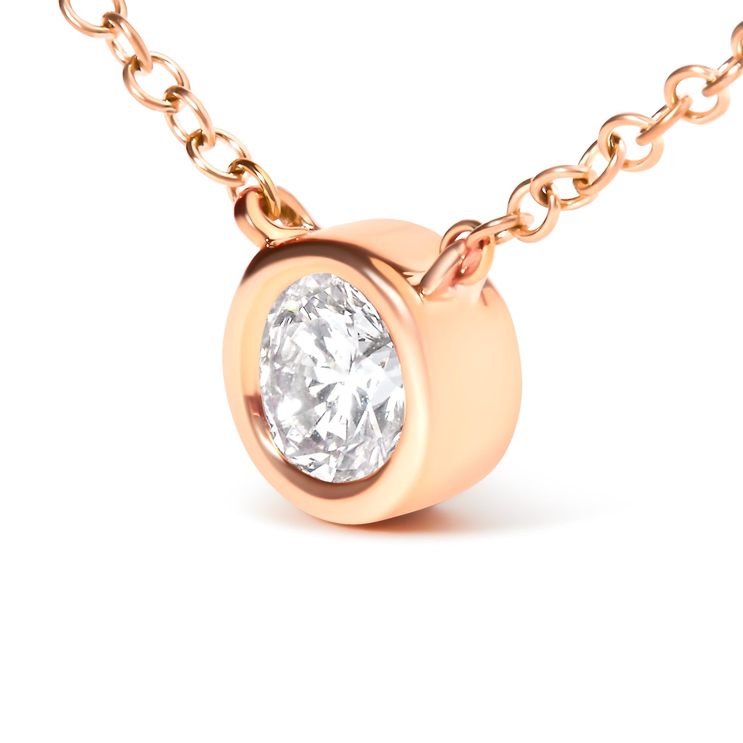 Collar de Pendiente con Diamante Engastado en Bezel de Oro Rosa de 10K y 1/2 Quilate