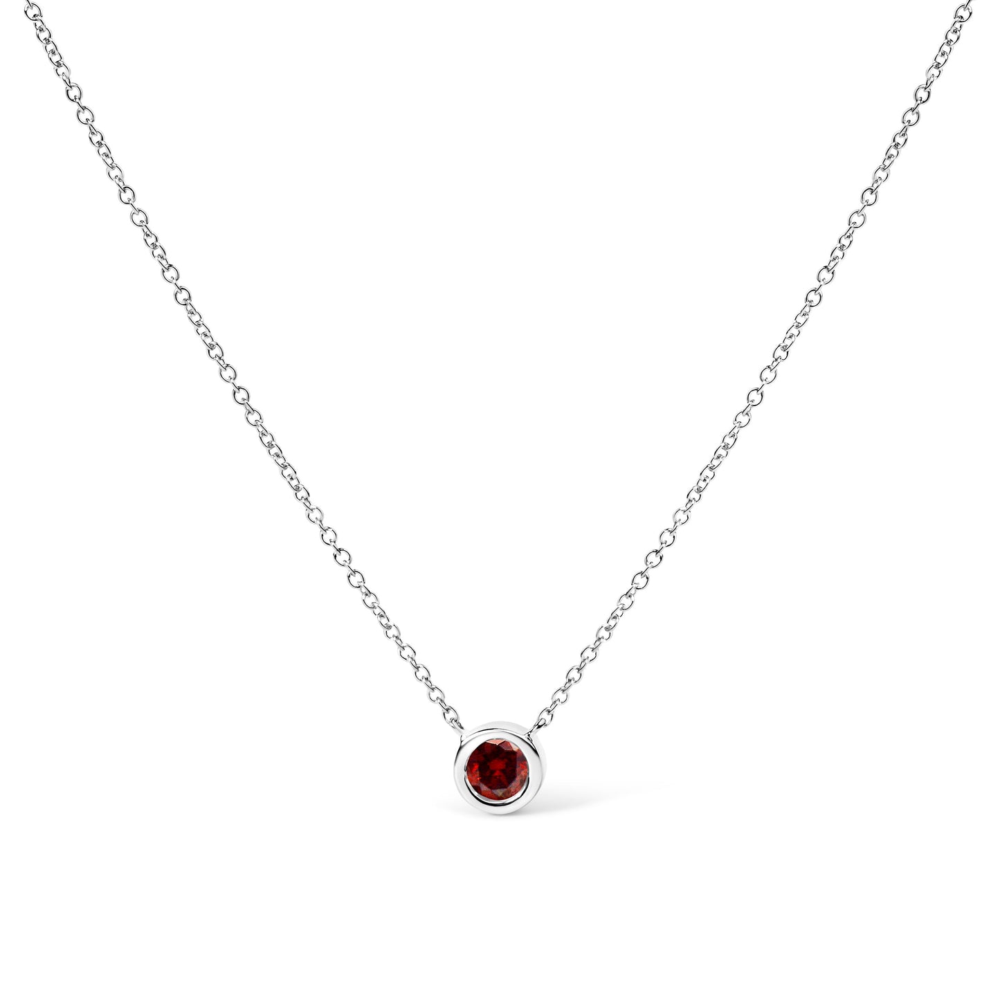 Collar con colgante de diamante rojo cultivado en laboratorio de oro blanco de 14 quilates