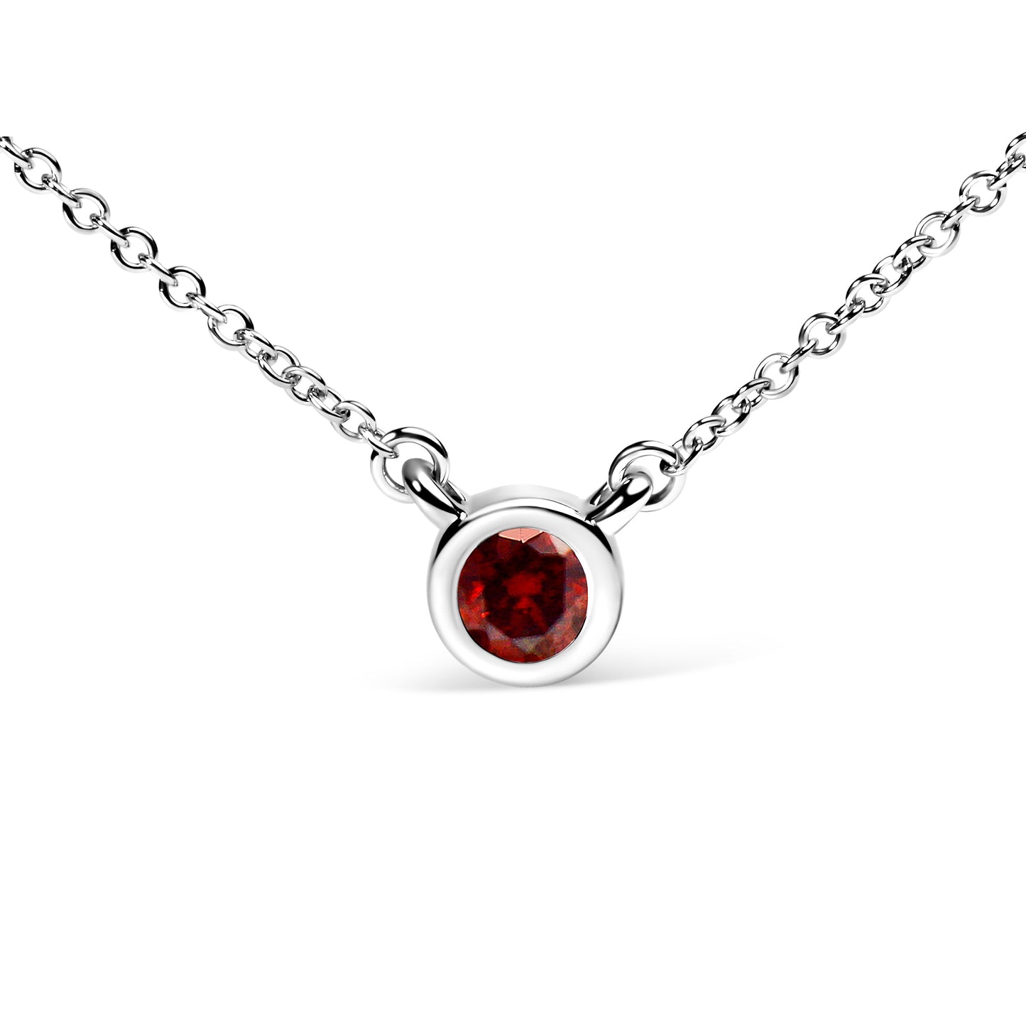 Collar con colgante de diamante rojo cultivado en laboratorio de oro blanco de 14 quilates