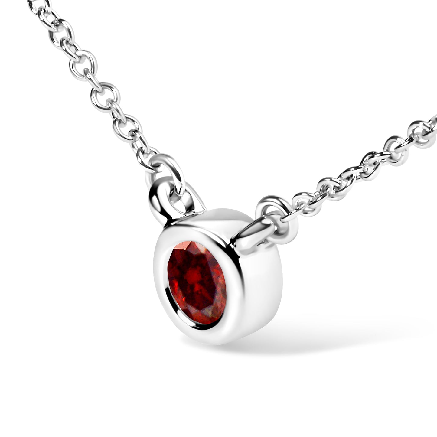 Collar con colgante de diamante rojo cultivado en laboratorio de oro blanco de 14 quilates