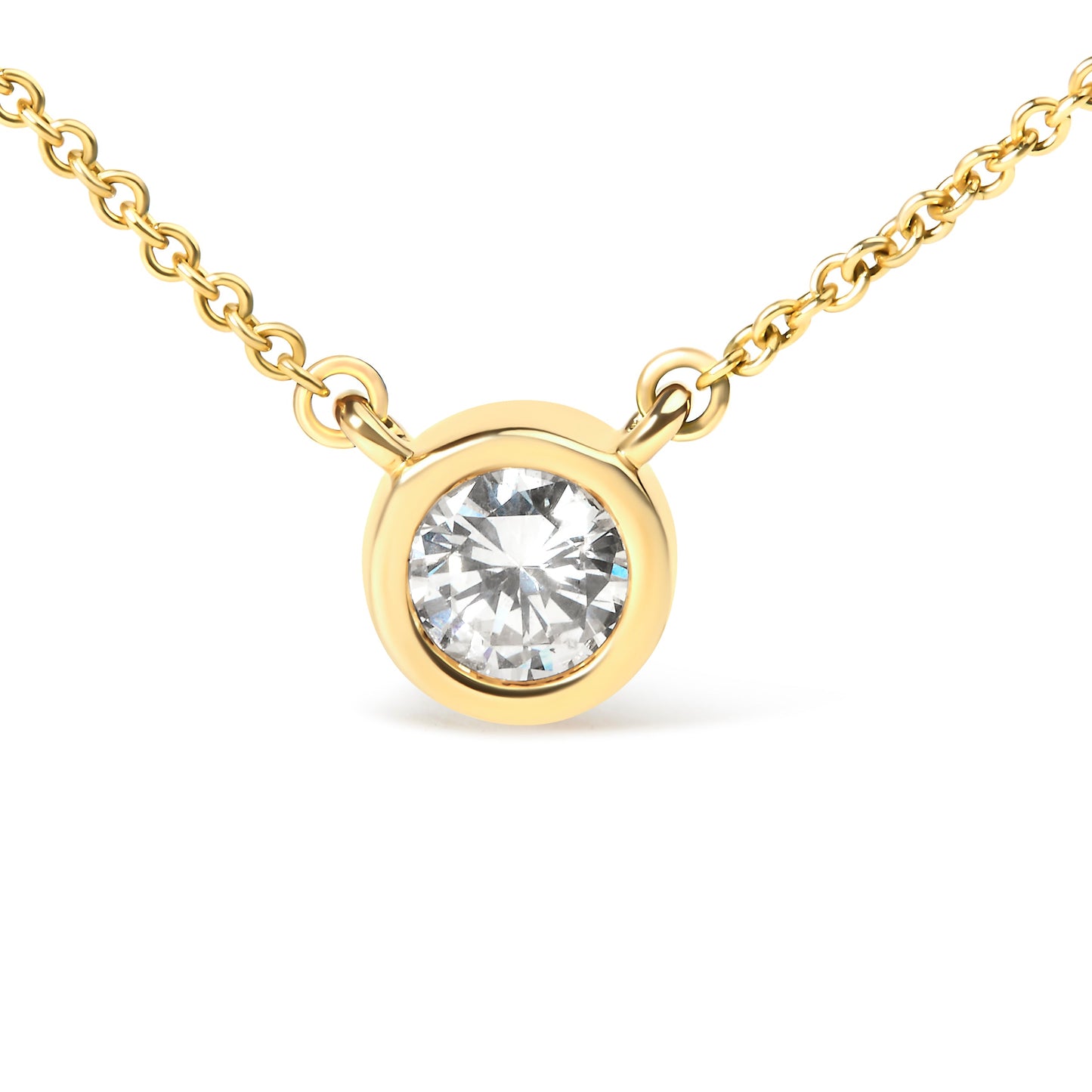 Collar de Pendiente con Diamante Engastado en Bezel de Oro Amarillo de 10K y 1/2 Quilate