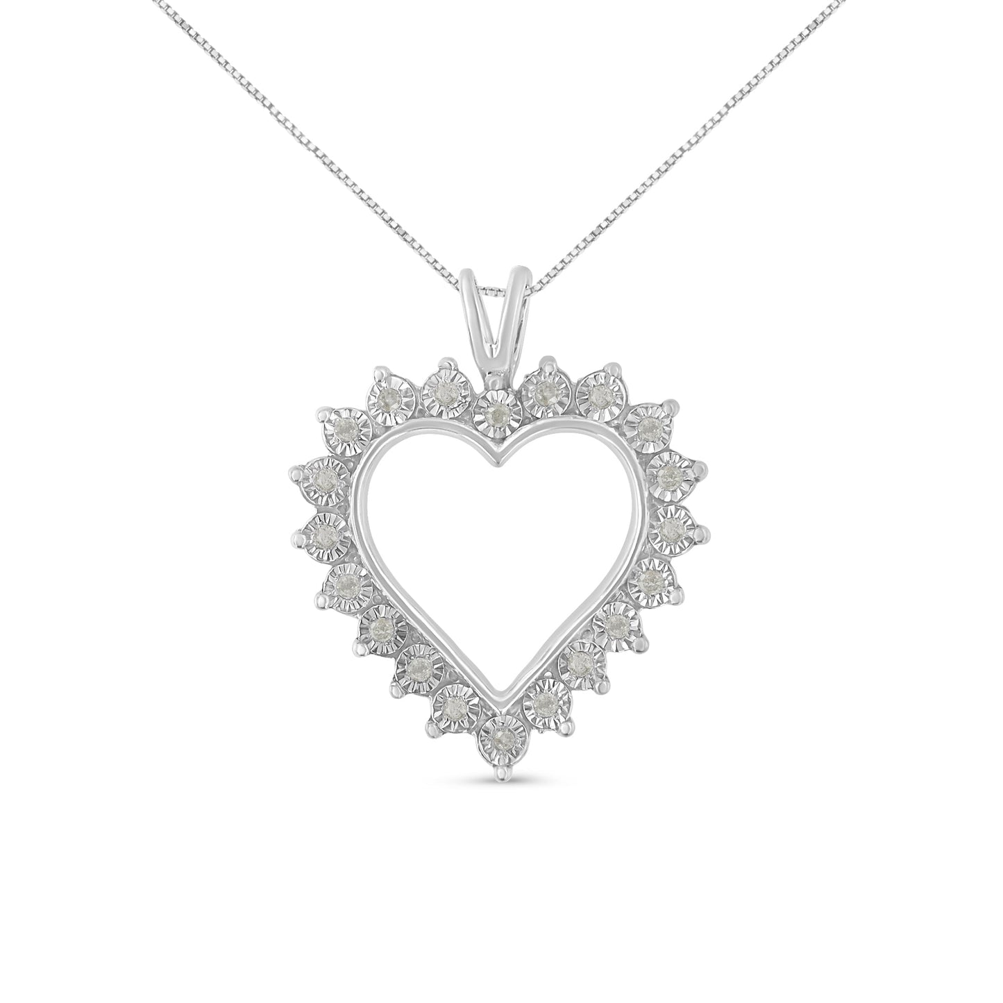 Collar con colgante de corazón abierto de diamante en plata esterlina .925