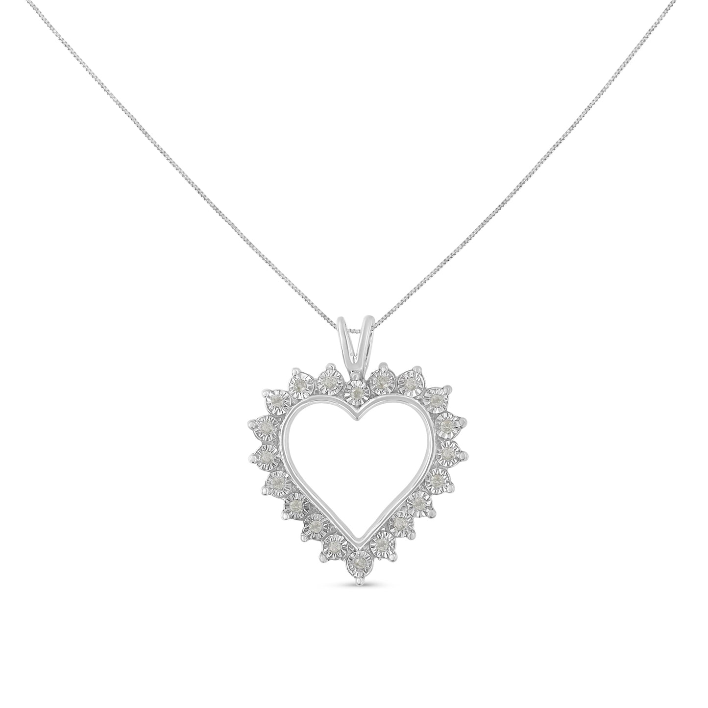 Collar con colgante de corazón abierto de diamante en plata esterlina .925