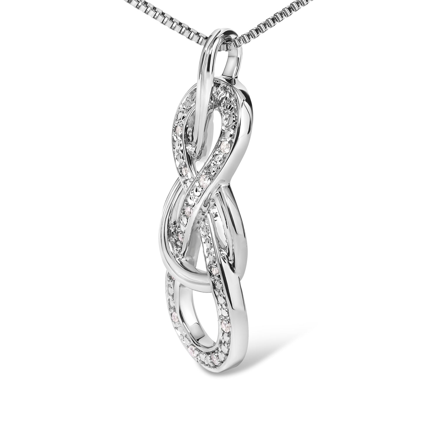 Collar de Péndulo Infinito con Acento de Diamante en Plata de Ley 925 - 18 Pulgadas