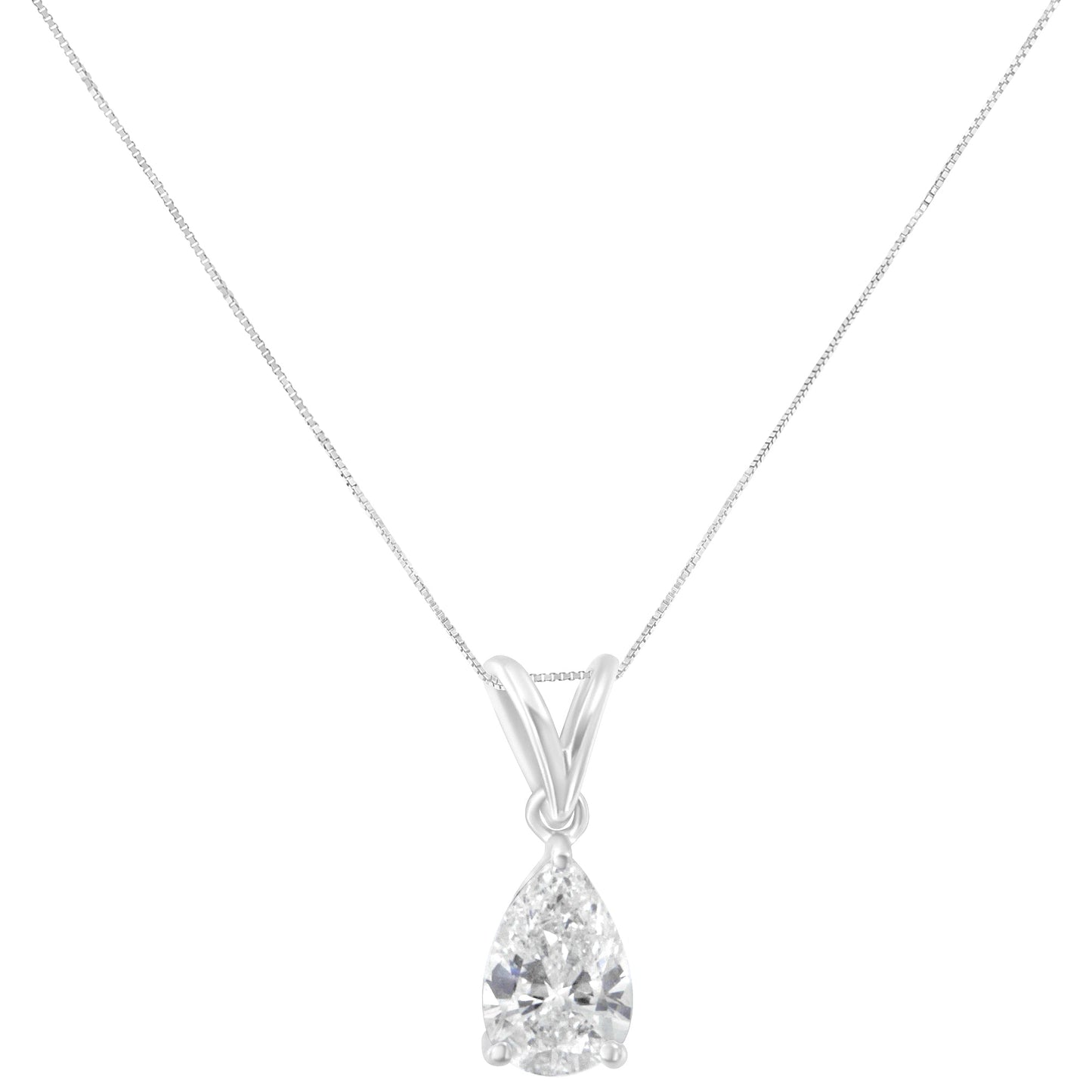 Collier Pendentif Poire en Diamant en Or Blanc 10K Certifié IGI