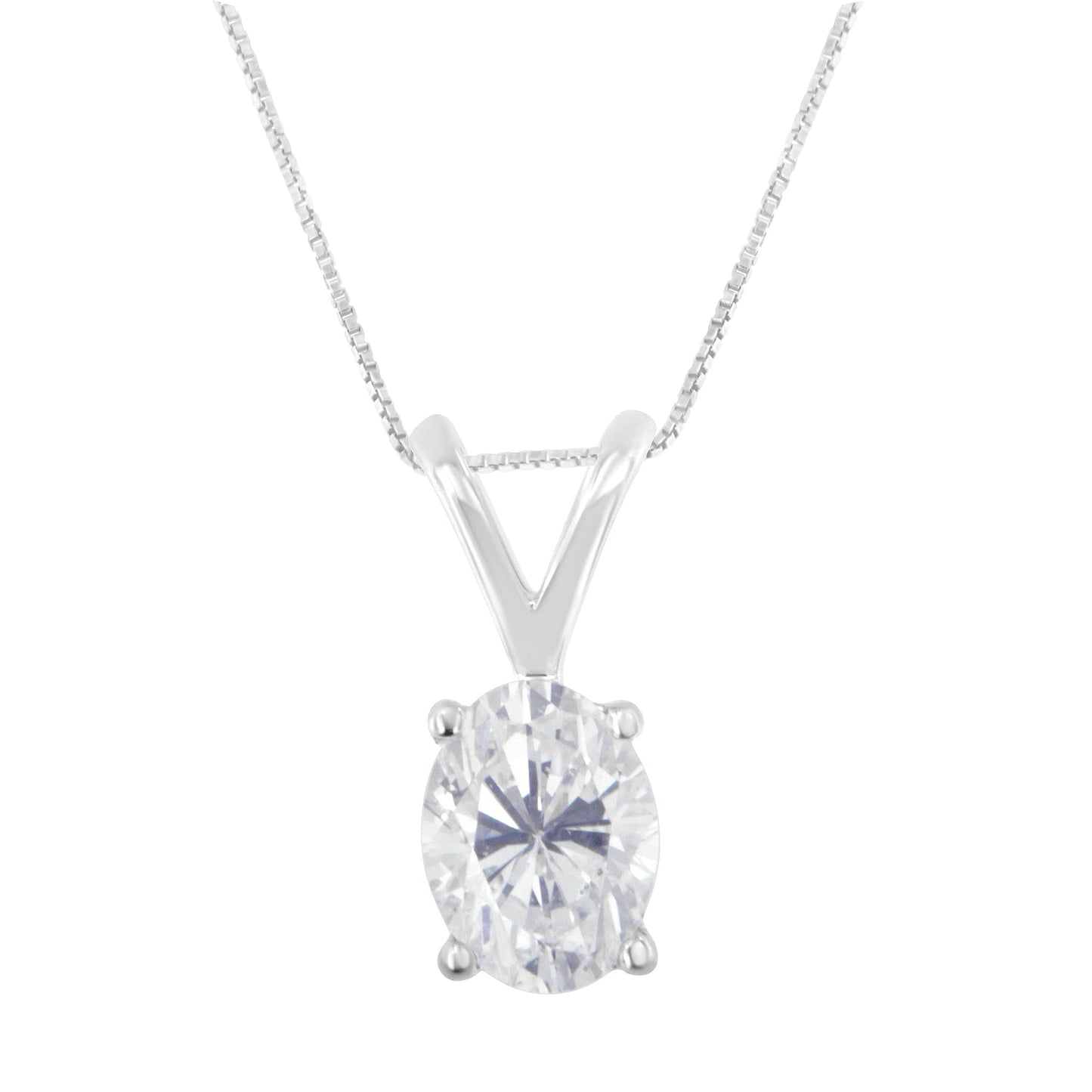 Pendentif ovale en diamant en or blanc 10K certifié IGI - 3/8 cttw