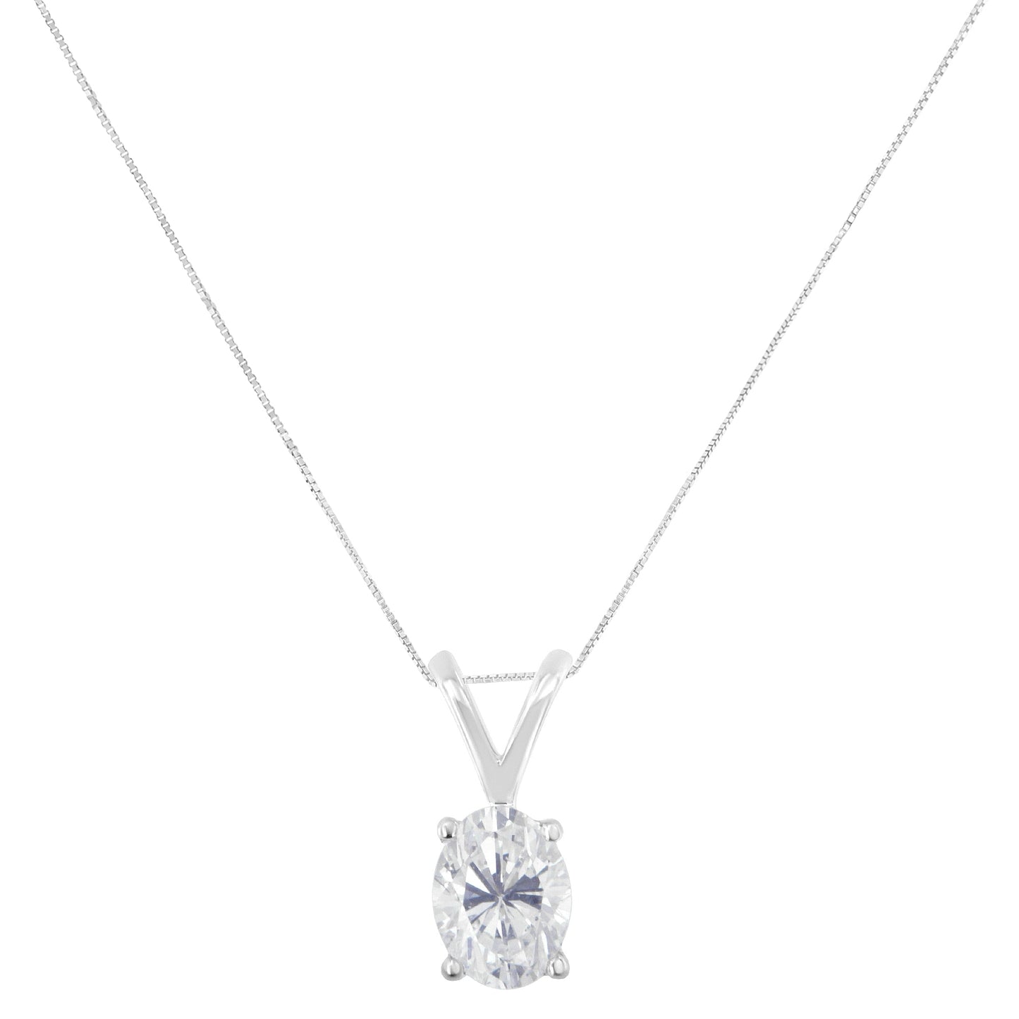 Pendentif ovale en diamant en or blanc 10K certifié IGI - 3/8 cttw