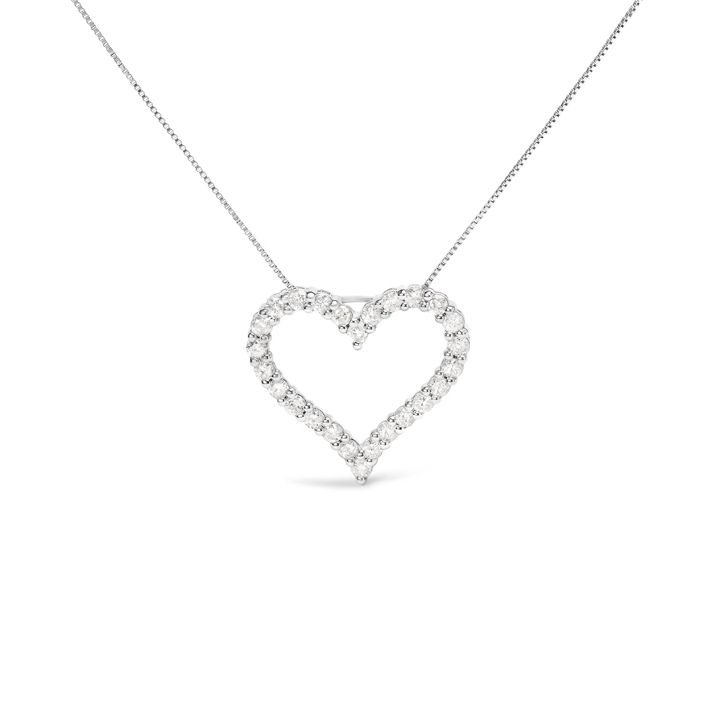 .925 Sterling Silver Diamond Open Heart Pendant Necklace
