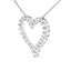 .925 Sterling Silver Diamond Open Heart Pendant Necklace