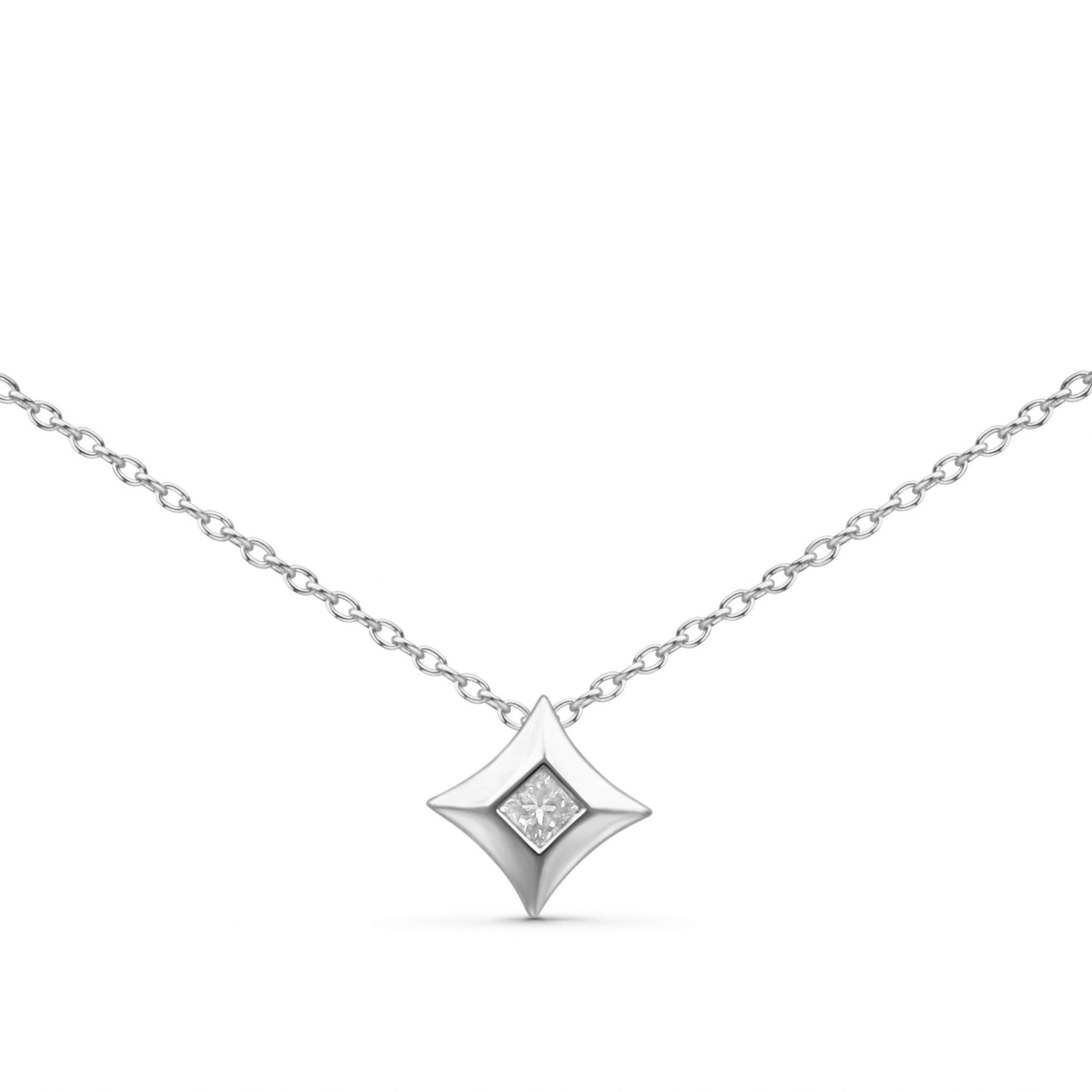 Collar con colgante en forma de cometa de diamante princesa de oro amarillo de 10 quilates