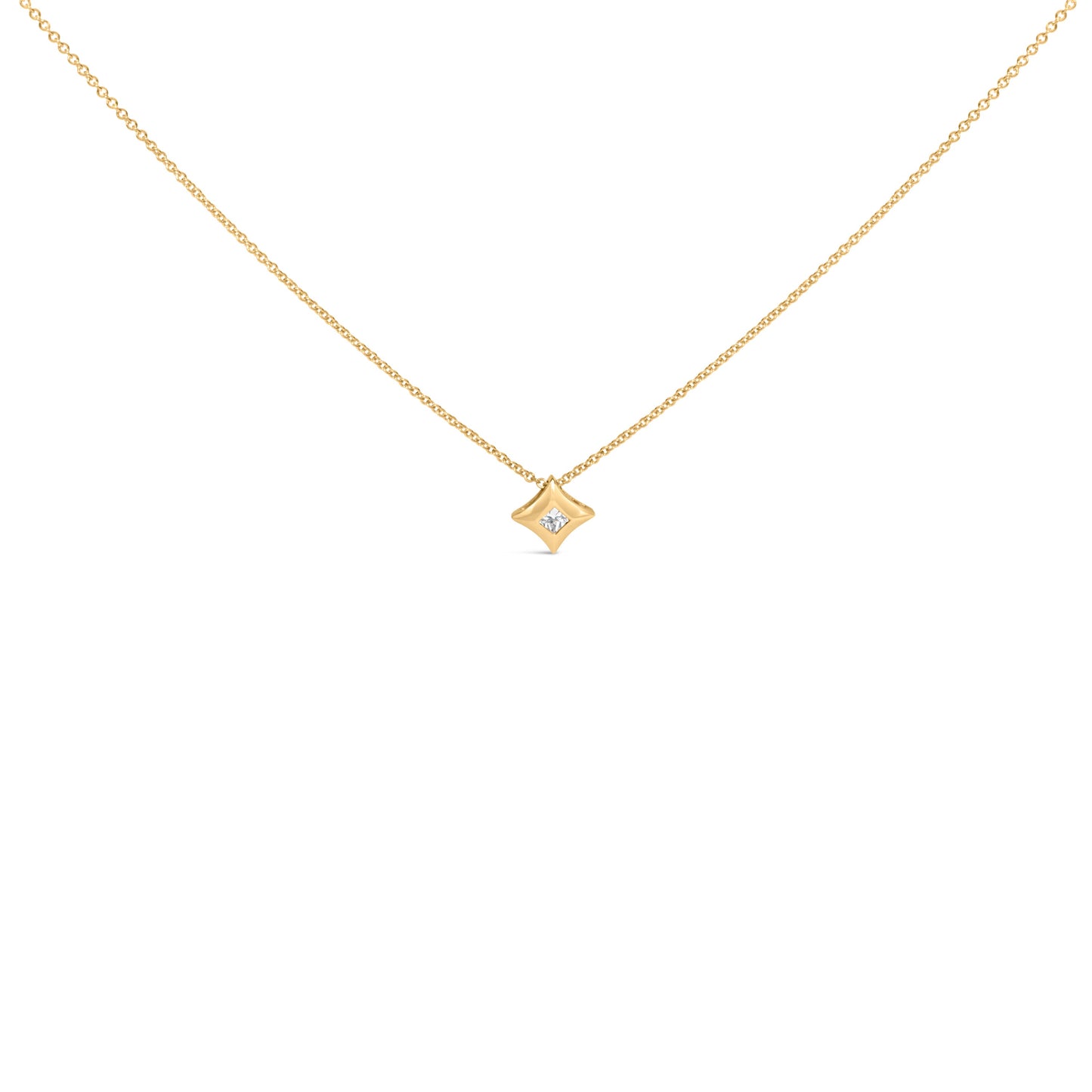 Collar con colgante en forma de cometa de diamante princesa de oro amarillo de 10 quilates