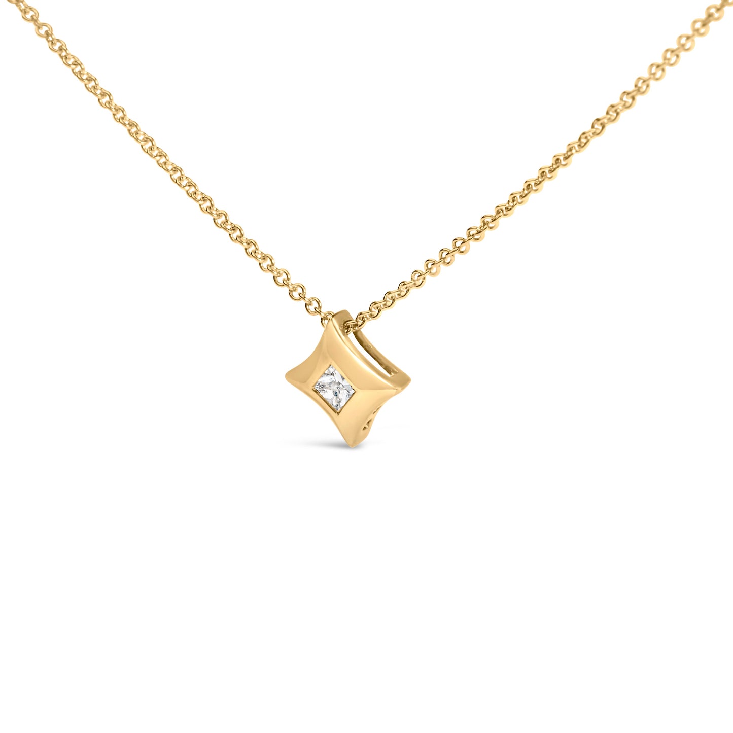 Collar con colgante en forma de cometa de diamante princesa de oro amarillo de 10 quilates