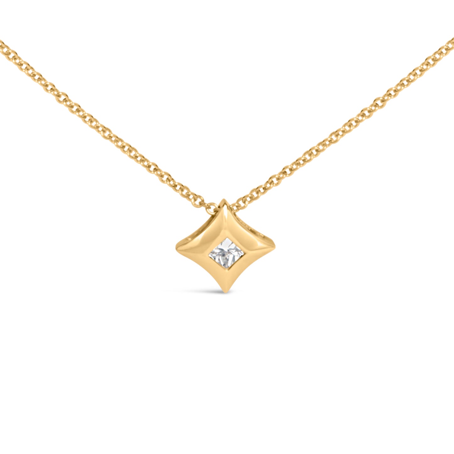 Collar con colgante en forma de cometa de diamante princesa de oro amarillo de 10 quilates