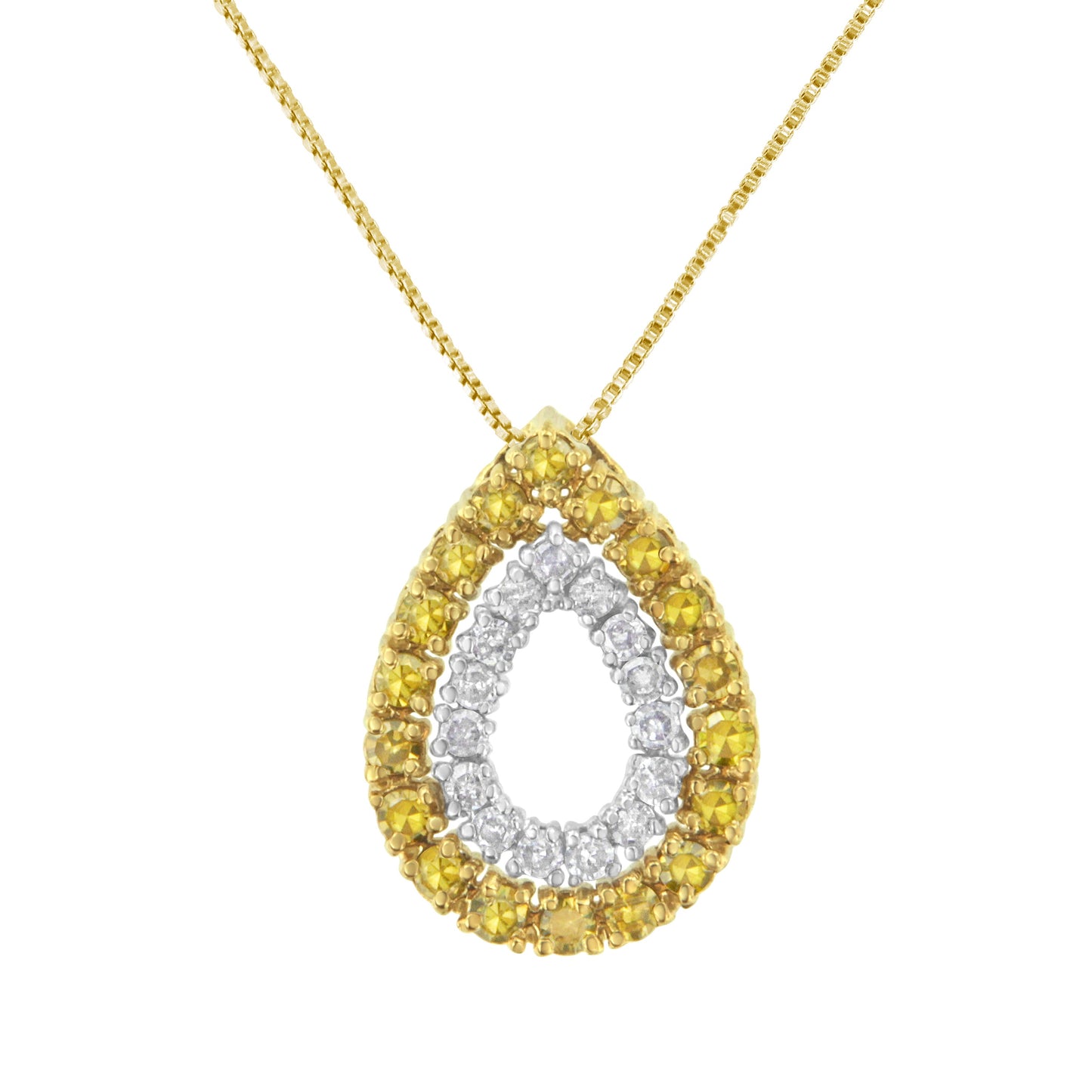 Collier Pendentif en Argent Sterling Plaqué Or Jaune avec Diamants
