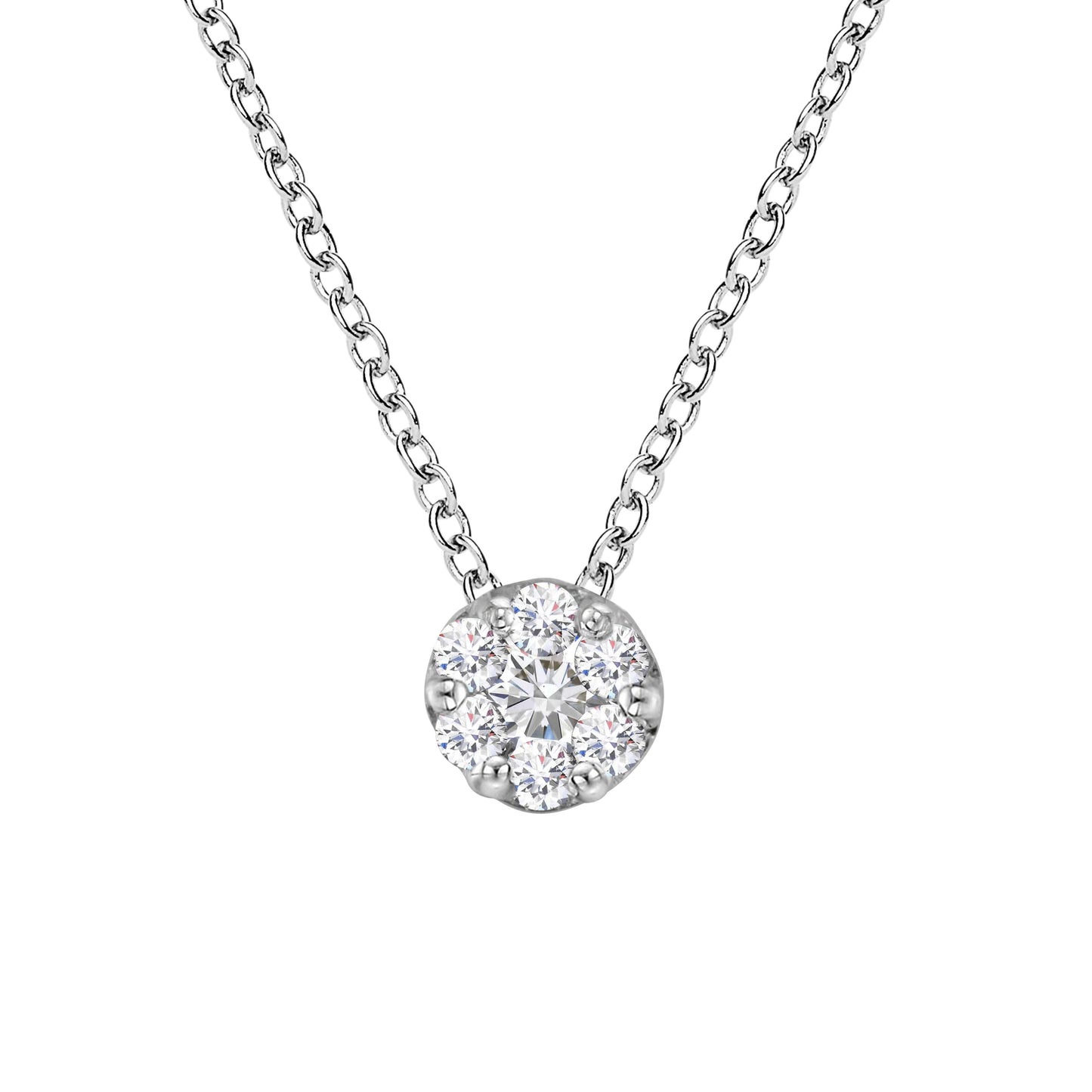 Collar de Péndulo Floral de Diamantes en Oro Blanco de 14K