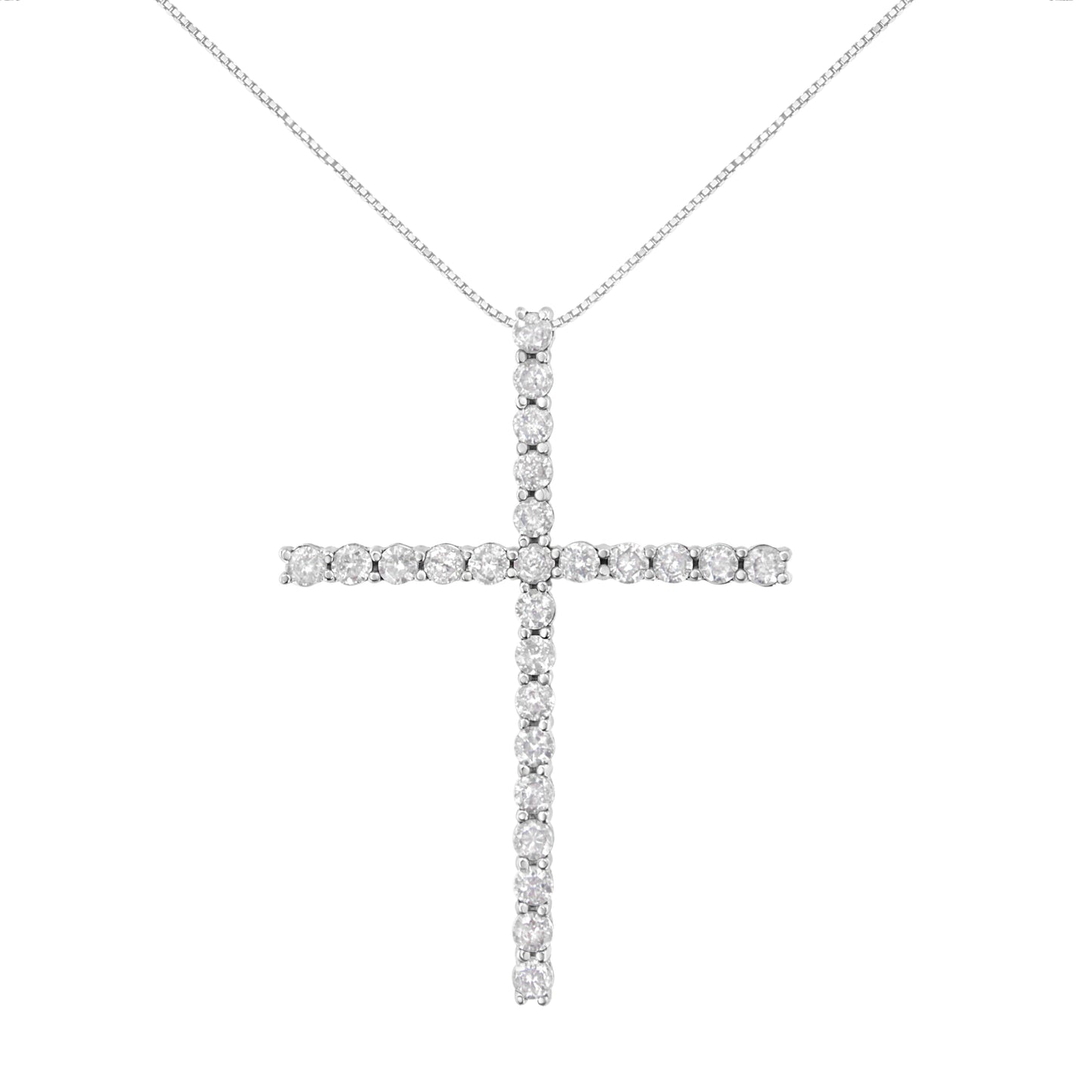 .925 Sterling Silver Diamond Cross Pendant Necklace