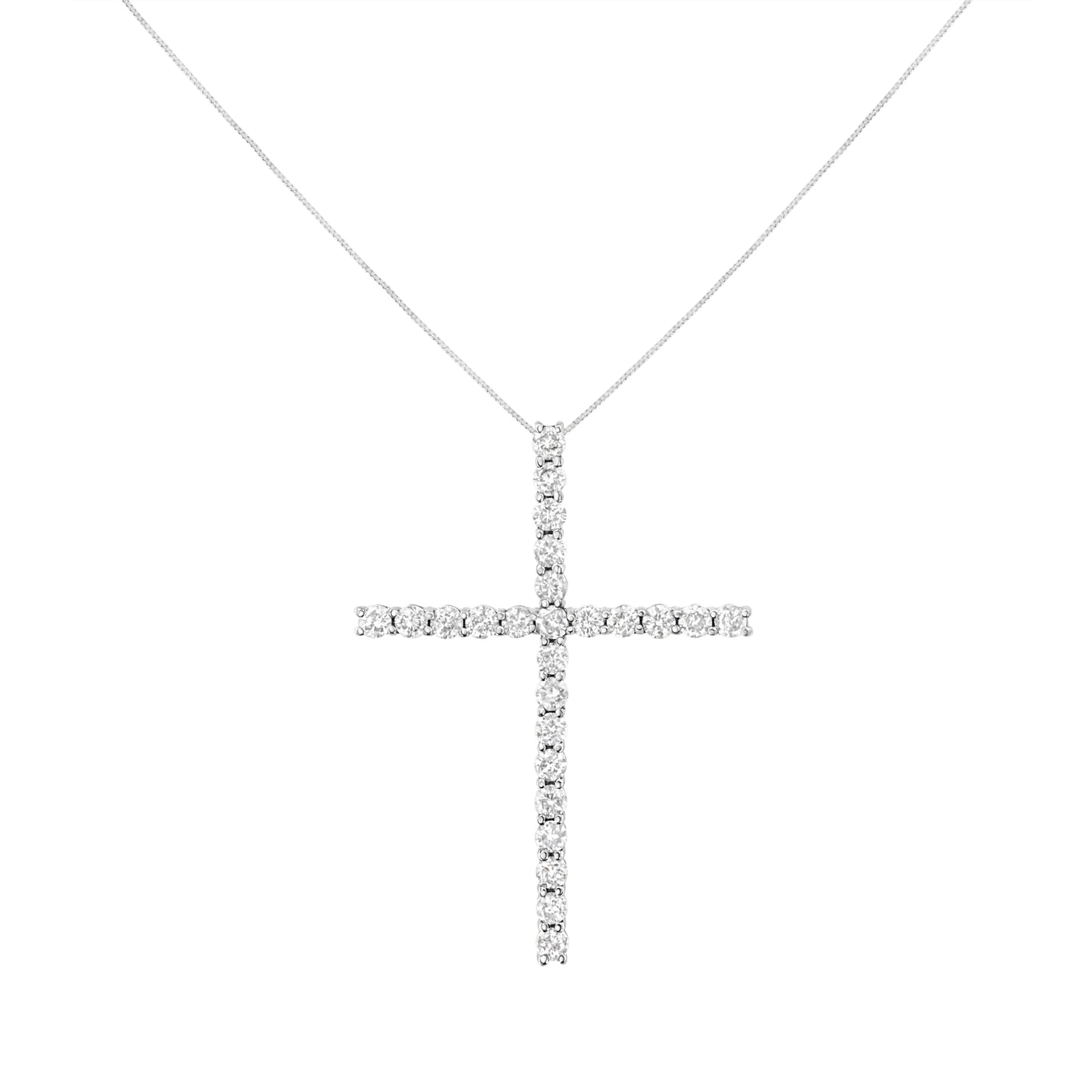 Collar con Colgante de Cruz de Diamante de Plata Esterlina .925 - 18"