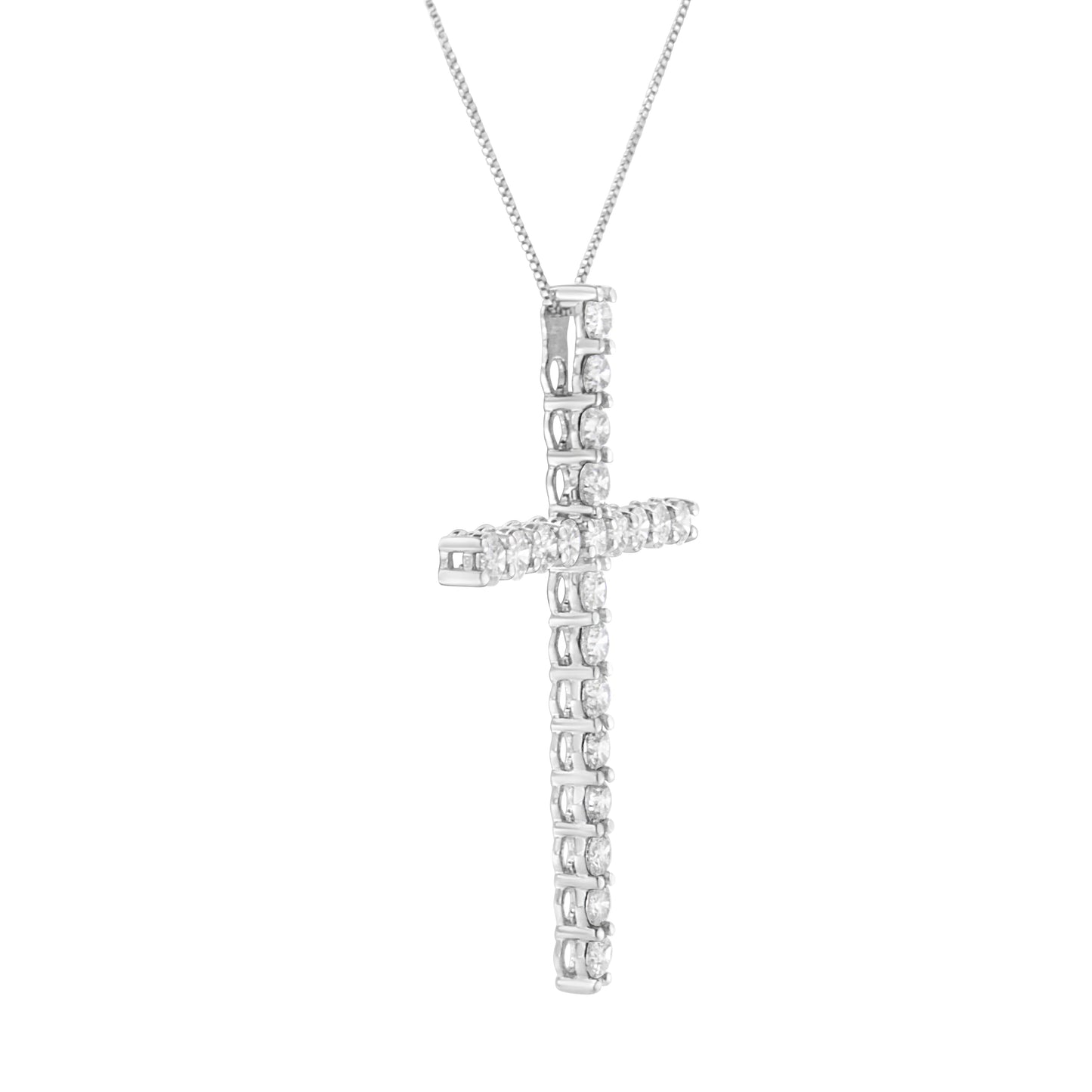 Collar con Colgante de Cruz de Diamante de Plata Esterlina .925 - 18"