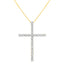 Collar con colgante de cruz de diamantes de plata esterlina chapada en oro de 10K - 18"