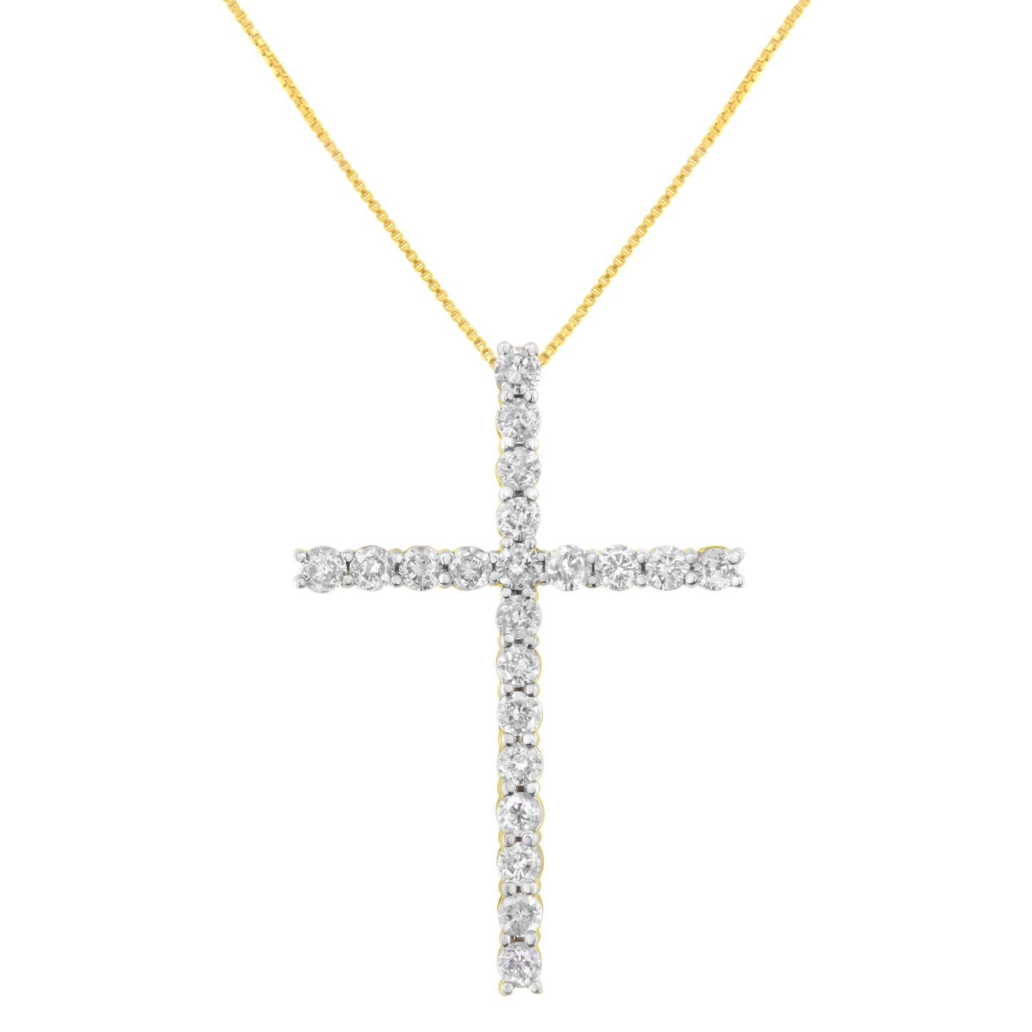 Collar con colgante de cruz de diamantes de plata esterlina chapada en oro de 10K - 18"