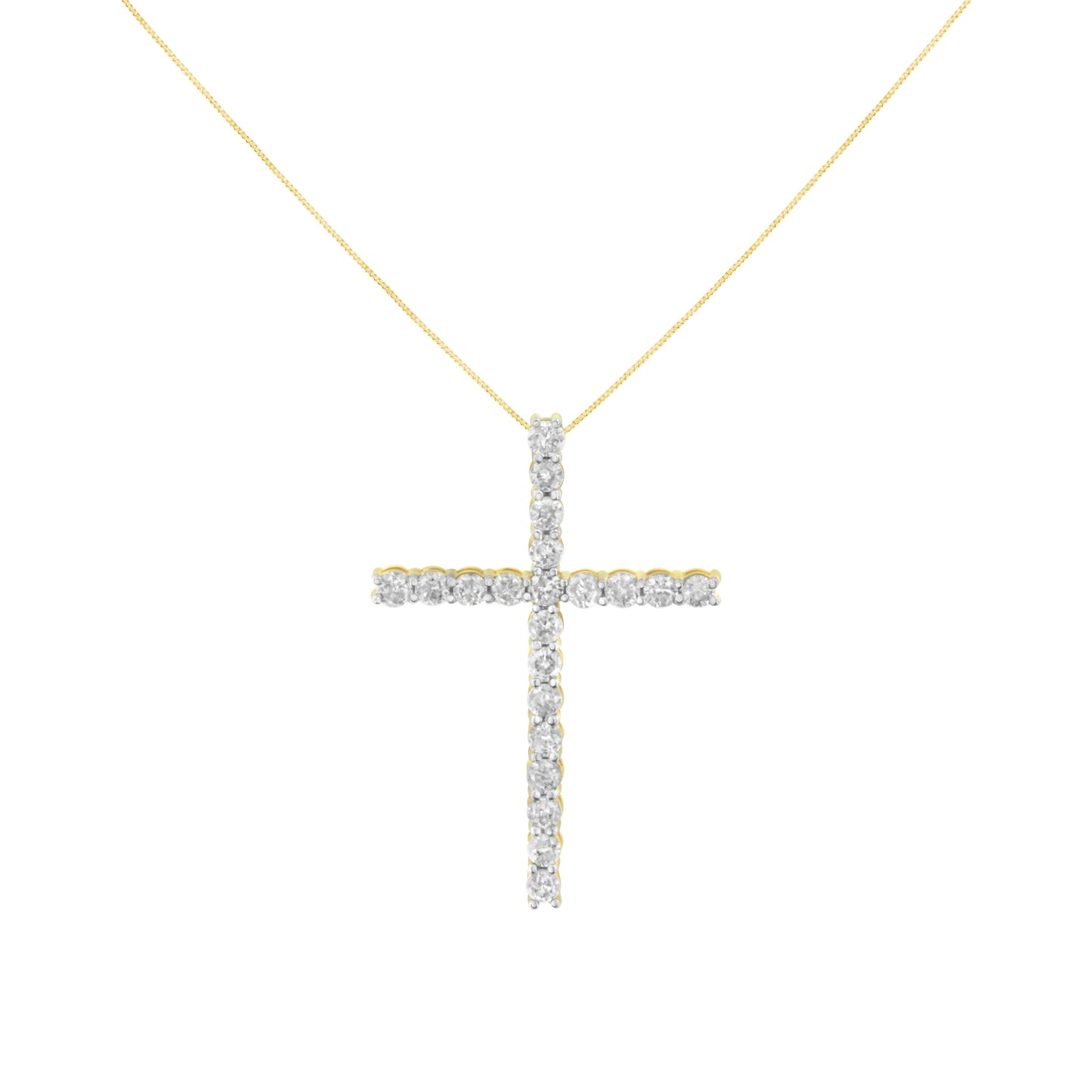 Collar con colgante de cruz de diamantes de plata esterlina chapada en oro de 10K - 18"