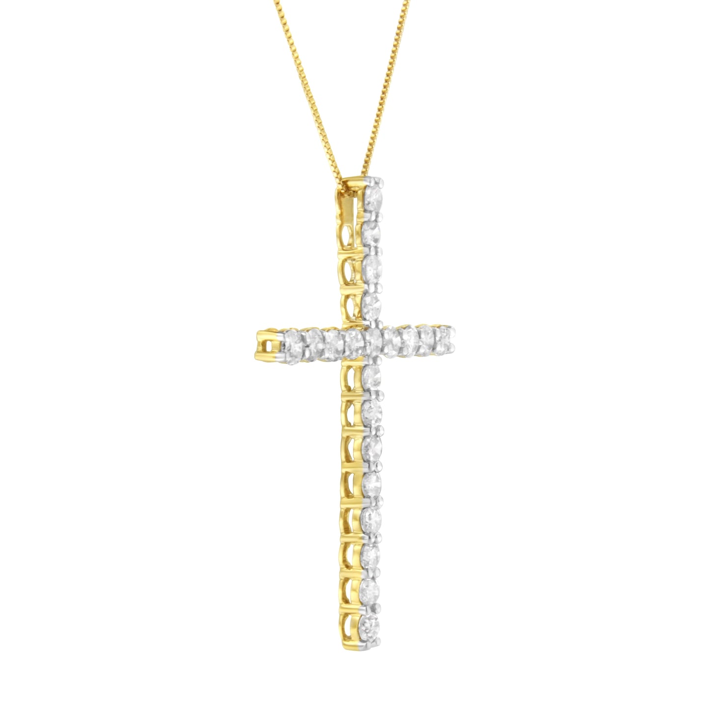Collar con colgante de cruz de diamantes de plata esterlina chapada en oro de 10K - 18"