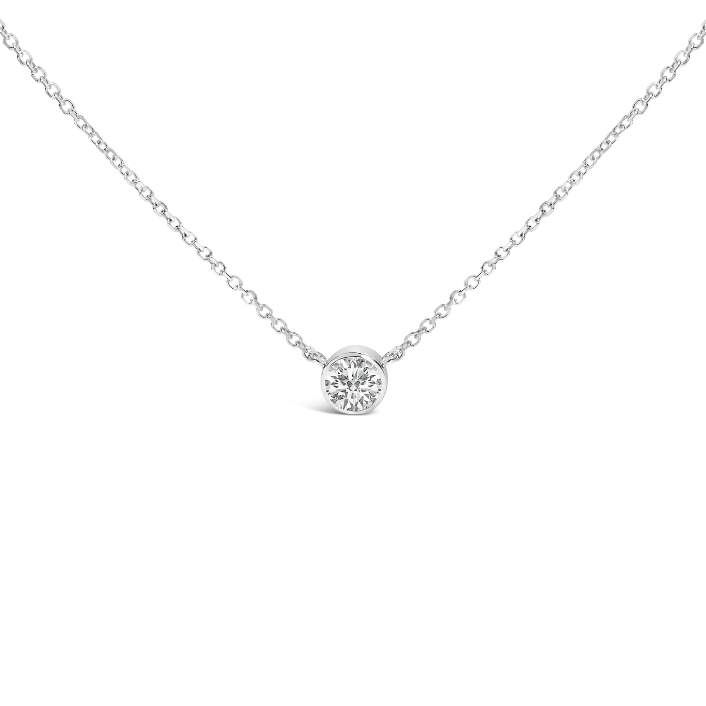 Pendentif en diamant solitaire en or blanc 14K cultivé en laboratoire