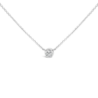Pendentif en diamant solitaire en or blanc 14K cultivé en laboratoire