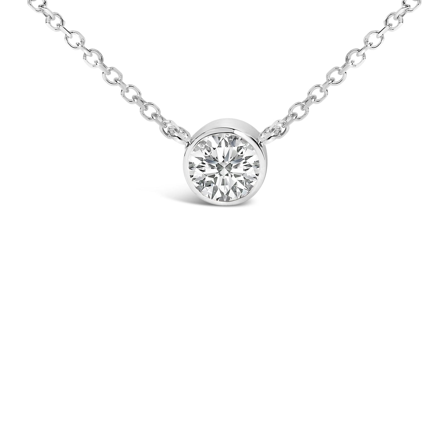 Pendentif en diamant solitaire en or blanc 14K cultivé en laboratoire