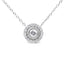 Collier Pendentif Rond en Diamant Halo en Argent Sterling .925